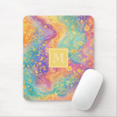 Modern Abstract Glitter Floral Monogram Design     マウスパッド (マウス)