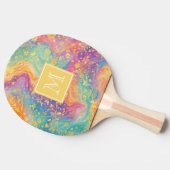 Modern Abstract Glitter Floral Monogram Design     卓球ラケット (横)