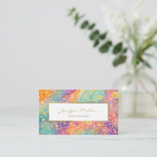 Modern Abstract Glitter Floral Monogram Design     名刺 (スタンド正面)