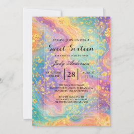 Modern Abstract Glitter Floral Monogram Design     招待状