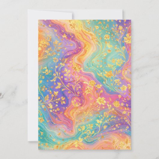 Modern Abstract Glitter Floral Monogram Design     招待状 (裏面)