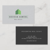 Modern Abstract Green Home Logo Realtor Ash-Black 名刺 (正面/裏面)