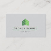 Modern Abstract Green Home Logo Realtor Ash-Black 名刺 (正面)