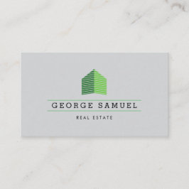 Modern Abstract Green Home Logo Realtor Ash-Black 名刺