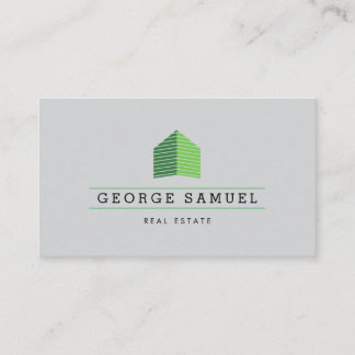 Modern Abstract Green Home Logo Realtor Ash-Black 名刺