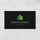 Modern Abstract Green Home Logo Realtor Black 名刺 (正面)