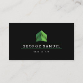 Modern Abstract Green Home Logo Realtor Black 名刺