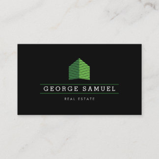 Modern Abstract Green Home Logo Realtor Black 名刺