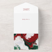 Modern Abstract Green/Red Christmas Photo オールインワン招待状 (外側)