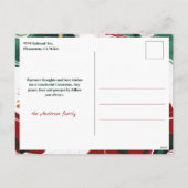 Modern Abstract Green/Red Christmas Photo シーズンポストカード (裏面)