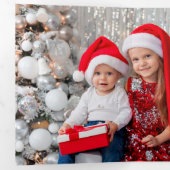 Modern Abstract Green/Red Christmas Photo 三つ折りカード (内部最初)