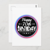 Modern Abstract Happy 70th Birthday ポストカード (正面/裏面)