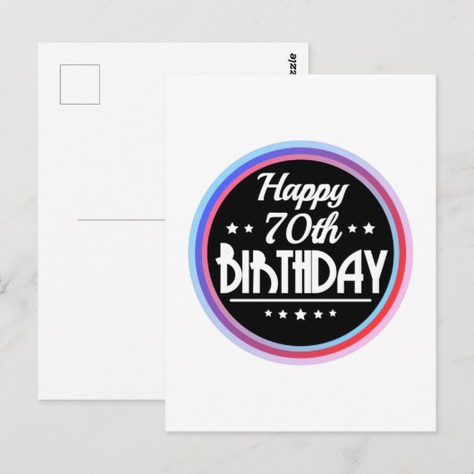Modern Abstract Happy 70th Birthday ポストカード (正面/裏面)