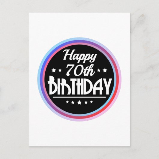 Modern Abstract Happy 70th Birthday ポストカード (正面)