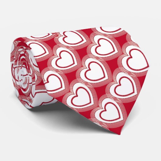 Modern Abstract Hearts - Red and White ネクタイ (ロール)