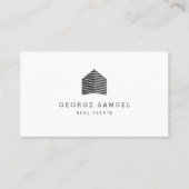 Modern Abstract Home Logo Realtor Black and White 名刺 (正面)