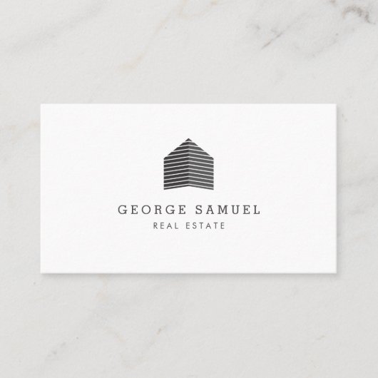 Modern Abstract Home Logo Realtor Black and White 名刺 (正面)