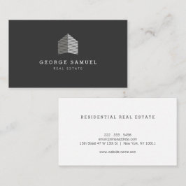 Modern Abstract Home Logo Realtor Black & White 名刺