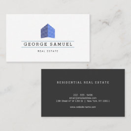 Modern Abstract Home Logo Realtor Blue Monogram 名刺