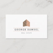 Modern Abstract Home Logo Realtor Golden Monogram 名刺 (正面)