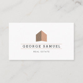 Modern Abstract Home Logo Realtor Golden Monogram 名刺