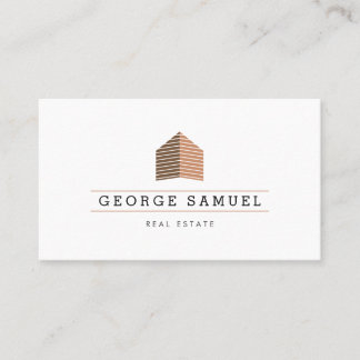 Modern Abstract Home Logo Realtor Golden Monogram 名刺