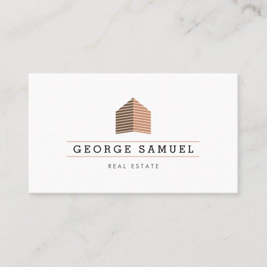 Modern Abstract Home Logo Realtor Golden Monogram 名刺 (正面)
