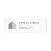 Modern Abstract Home Logo Realtor Gray White ラベル (正面)