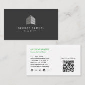 Modern Abstract Home Logo Realtor Gray White 名刺 (正面/裏面)