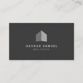 Modern Abstract Home Logo Realtor Gray White 名刺