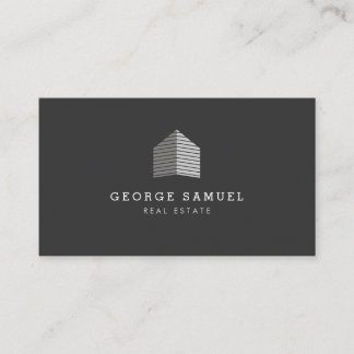 Modern Abstract Home Logo Realtor Gray White 名刺