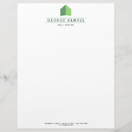 Modern Abstract Home Logo Realtor Green and White レターヘッド