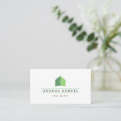 Modern Abstract Home Logo Realtor Green Monogram 名刺 (スタンド正面)