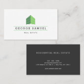 Modern Abstract Home Logo Realtor Green Monogram 名刺 (正面/裏面)