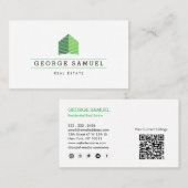 Modern Abstract Home Logo Realtor QR Code White 名刺 (正面/裏面)