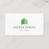 Modern Abstract Home Logo Realtor QR Code White 名刺 (正面)