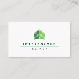 Modern Abstract Home Logo Realtor QR Code White 名刺