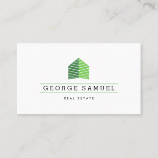 Modern Abstract Home Logo Realtor QR Code White 名刺
