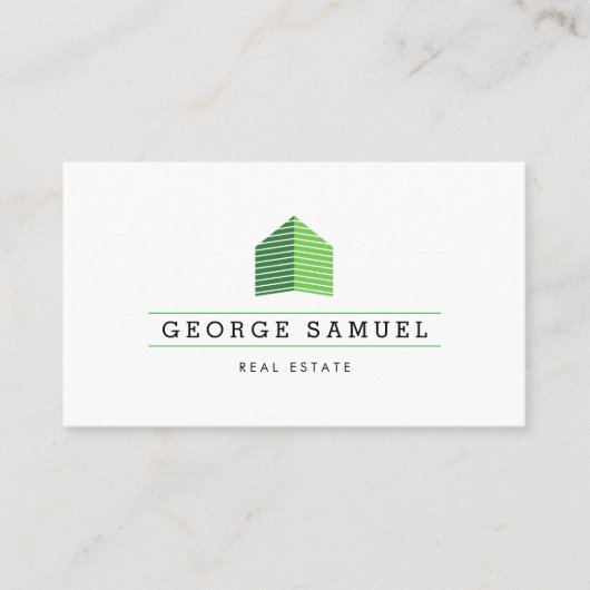 Modern Abstract Home Logo Realtor QR Code White 名刺 (正面)