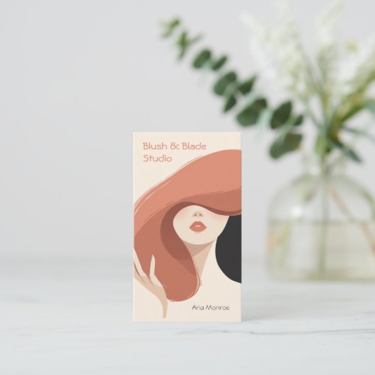 Modern abstract Illustration Hairstylist Salon 名刺 (スタンド正面)