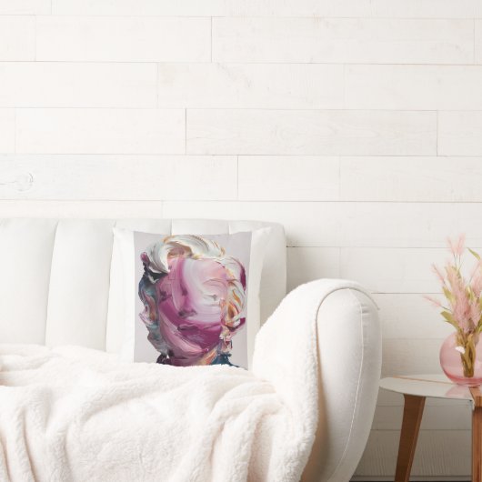 Modern Abstract Impasto Portrait Throw Pillow クッション (ソファ)