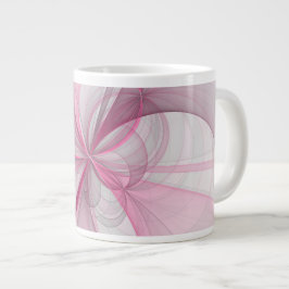 Modern Abstract Light Pink Gray Fractal Design ジャンボコーヒーマグカップ