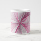 Modern Abstract Light Pink Gray Fractal Design ジャンボコーヒーマグカップ (正面)