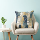 Modern Abstract Line Art Faces Throw Pillow クッション (椅子)