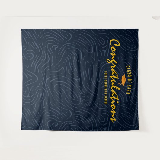 Modern Abstract Navy Pattern | Photo Backdrop タペストリー (正面(横))