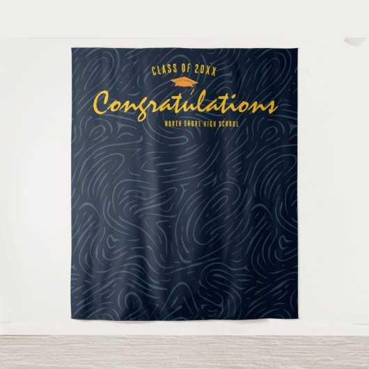 Modern Abstract Navy Pattern | Photo Backdrop タペストリー (正面)