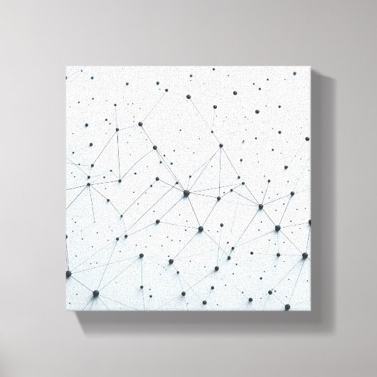 Modern Abstract Network Grid - 3D Neural Connectio キャンバスプリント (正面)