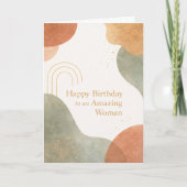 Modern Abstract Organic Shapes Boho Birthday Card カード (正面)