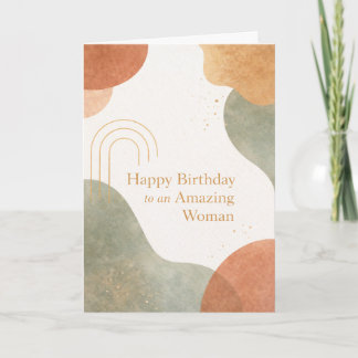 Modern Abstract Organic Shapes Boho Birthday Card カード
