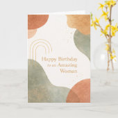 Modern Abstract Organic Shapes Boho Birthday Card カード (黄色い花)